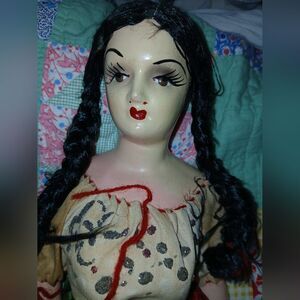 Rare Vintage Mexican Dolls Porcelain? Viva MEXICO 1930s Mexican Souvenir DOLL